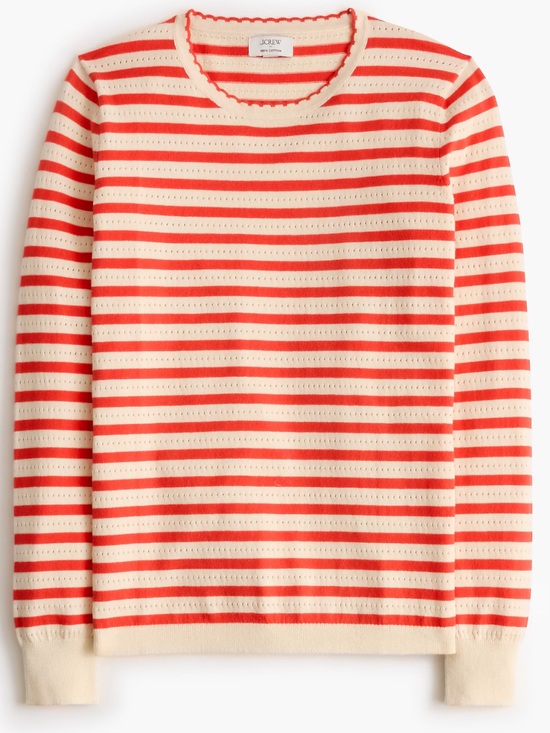 J. Crew Sweaters - J crew Striped pointelle scallop-neck sweater